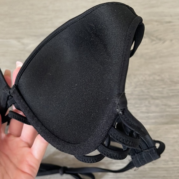 Black Strappy Push-up Swimsuit Bikini Top 32B - Picture 9 of 9